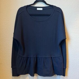 Altar’d State waffle knit long sleeve babydoll tunic top